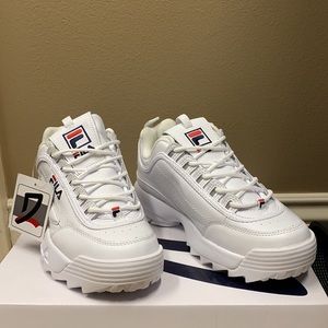 Women’s Disruptor II Premium Fila. US size 9 UK size 6.5 EUR 40. wht/fnvy/fred